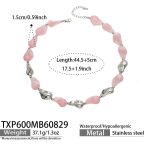 color: TXP600-Pink Color Resin Steel Color Necklace -44.5+5cm