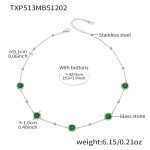 color: TXP513-Green Color Glass Stone Steel Color Necklace 42+5cm