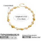 color: TXP600-Bone Color Resin Gold Necklace -44.5+5cm