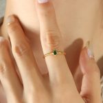 color: A425-Gold Green Zircon Ring / size: US 6