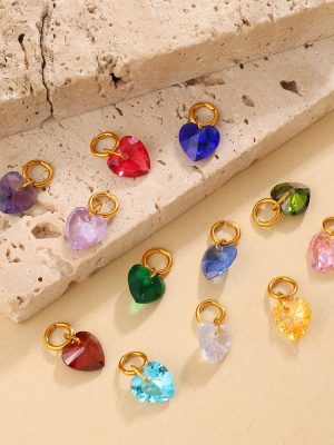 Light Luxury Versatile Multi-Color Loving Heart Zircon Pendant Colorful DIY Bracelet Necklace Earrings Ornament Accessories