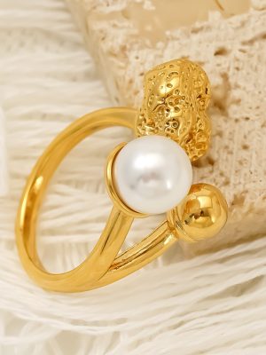 Pearl-Inlaid High-End All-Match Ring Women's Personality Retro Cold Index Finger Ring
