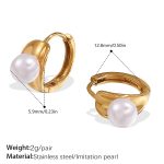 color: EH1093WEG White Bead Gold Hoop Earrings