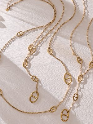 Stainless Steel Pig Nose Personalized Double-Layer Twin Necklace Y-Shaped Geometric Temperament Wild Clavicle Chain Combination