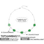 color: TXP564-Steel Color Green Cat's Eye Stone Necklace