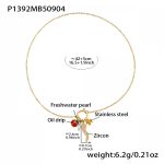 color: P1392-Gold Small Chili Zircon Necklace 42cm