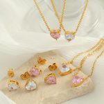 High-Grade Micro Zircon-Laid Necklace Earrings Light Luxury Classic Style Heart Love Heart Pendant Clavicle Chain Female