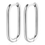 color: Round Wire Oval Ear Cuff Steel Color 1 PC