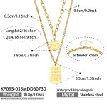 color: KP095-035--Double Layer English Letter Tag Gold Necklace -52/46+5cm