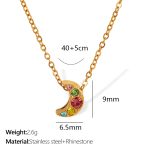 color: XL219 Multicolor Rhinestone Gold Necklace