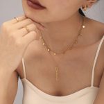 Ins8 Word CNC Inlaid Zircon Long Double Layer Necklace Bracelet Stainless Steel Jewelry Set