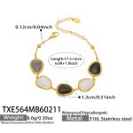 color: TXE564-Gold Black & White Cat's Eye Stone Bracelet