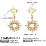 color: F1646-Inlaid Zircon Gold Pendant Earrings