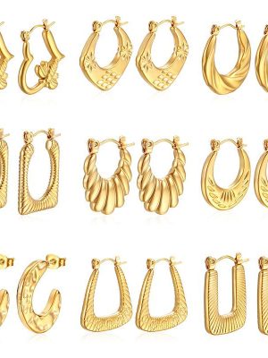 Stainless Steel Earrings Simple Women's 18K Gold Plating High-Grade Light Luxury Earrings