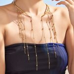 New Tassel Full Zircon Necklace Stainless Steel Gold-Plated Design Simple Love Women's Collar Combination