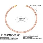 color: P1068-Pink Zircon Necklace -36cm