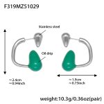 color: F319-Steel Color Green Enamel Earrings