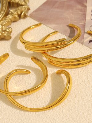 Open-Ended Bracelet 18K Gold Plating Personality Design Bracelet Retro Commuter's All-Matching Women
