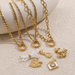 Holiday Ocean Theme DIY Pendant Necklace Stainless Steel 18K Gold Plating All-Match Jewelry Women