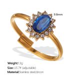 color: JZ122DBG7 Deep Blue Zircon 7# Gold Ring