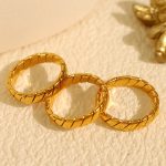 French Style Cold Light Luxury Geometric Woven Pattern Simple Bracelet Ring Advanced Stainless Steel Index Finger Ring