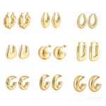 Stainless Steel Women's Hollow Earrings round Gold-Plated Earrings 18K Oval Light Luxury Ear Ring