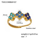 color: TXA533-Blue Color Zircon Ring -Size 7