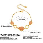 color: TXE553-Gold Orange Glass Stone Bracelet 18.5+5cm
