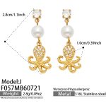 color: F057-J Style White Zircon Octopus Gold Earrings