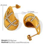 color: EH651 Rhinestone Gold Earrings