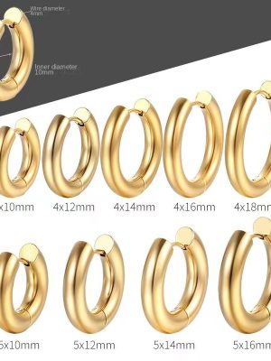 Stainless Steel Ear Clip Unisex Thickened Ear Ring All-Match 18K Gold Plating Earrings