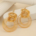 New Personalized Design Stainless Steel Gold-Plated Geometric Circle Multi-Level Earrings Jewelry Women