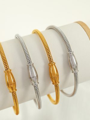 Personalized Stainless Steel Gold-Plated Spring Snake Chain Bracelet Advanced Magnetic Suction Elastic Bracelet