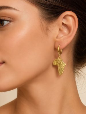 Horus Eye Earrings from the African Continent, Gold-Colored Stainless Steel Ornament