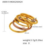 color: A999-9-Gold-Rose Mixed Color Zircon Five Layer Ring / size: US 8