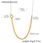 color: M005-Gold-Steel Mixed Connected Sweater Chain -80cm