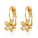 color: Flower With Stones French Clasp Earrings 17 Gold