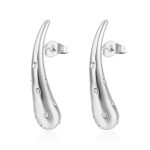 color: Long Drop Set with Stone Earrings Steel Color