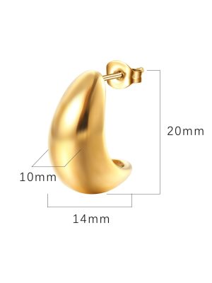 Semicircle Beanie Stainless Steel Studs Advanced Light Luxury All-Match Women's 18K Plated Earrings