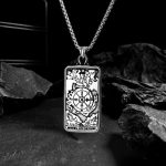 Stainless Steel Big Alcana Tarot Necklace Wheel of Destiny Ornament Pendant Pendant for Men