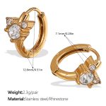 color: EH1045WEG White Rhinestone Gold Small Hoop Earrings
