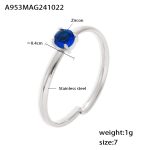 color: A953-Steel Color Blue Zircon Ring / size: US 7