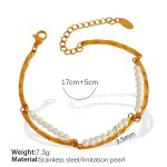 color: SL88 White Bead Gold Bracelet
