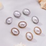 Elegant Oval Shell Pearls Zircon-Encrusted Stud Earrings French Elegant 18K Gold-Plated Pearl Earrings Do Not Fade