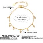 color: TXE082-Rhombus Zircon Gold Bracelet -17+5cm