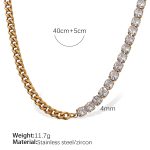 color: XL399WEG White Zircon Gold Necklace