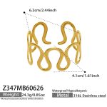 color: Z347-Geometric Wave Gold Bangle