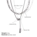 color: XL189S Silver Double Layer Necklace
