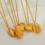 French Entry Lux Atmospheric Geometric Square Water Drop Eight Awn Star Zircon Clavicle Chain Stainless Steel 18K Gold Plating Women's Necklace