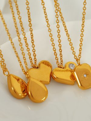 French Entry Lux Atmospheric Geometric Square Water Drop Eight Awn Star Zircon Clavicle Chain Stainless Steel 18K Gold Plating Women's Necklace